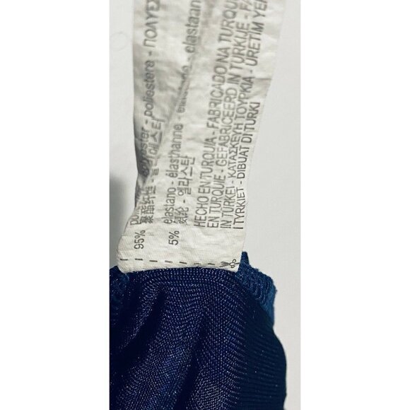 Zara Top Womens Medium Blue Ribbed Crew Neck Short Sleeve Shiny Boho - Picture 5 of 6